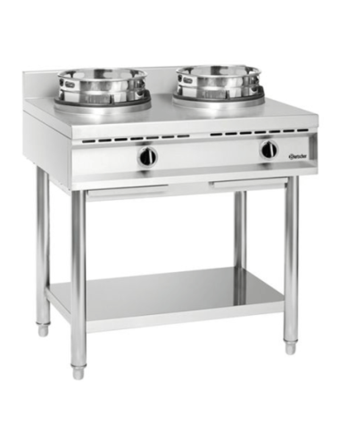 Wok à gaz de table 2 brûleurs 2 x 11.5 kW | Bartscher - 1052103 - 1