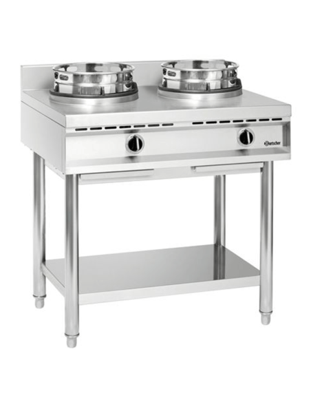 Wok à gaz de table 2 brûleurs 2 x 11.5 kW | Bartscher - 1052103 - 1