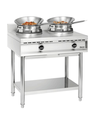 Wok à gaz de table 2 brûleurs 2 x 11.5 kW | Bartscher - 1052103 - 2