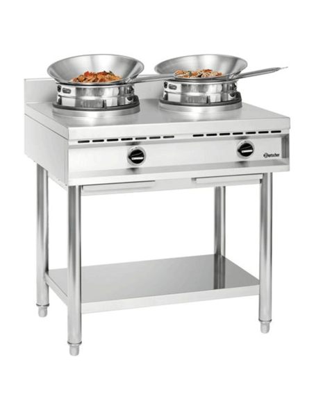 Wok à gaz de table 2 brûleurs 2 x 11.5 kW | Bartscher - 1052103 - 2