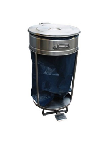 Support de poubelle en inox roulant commande à pédale 110 litres - 1
