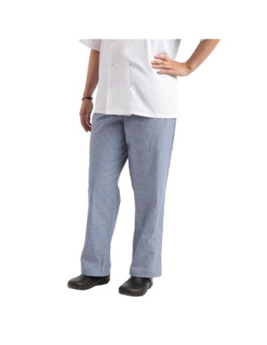 Pantalon de cuisine Whites Easyfit à petits carreaux bleus S - 1