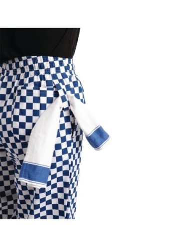 Pantalon de cuisine Whites Easyfit à carreaux blanc et bleu XL - 1