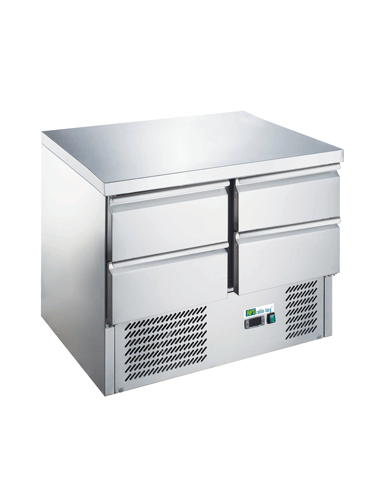 Saladette réfrigérée 4 tiroirs GN 1/1 dessus inox - 1