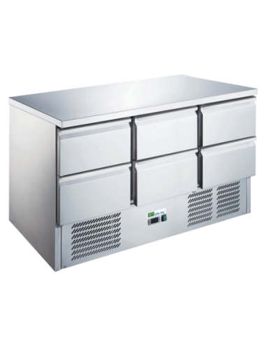 Saladette réfrigérée 6 tiroirs GN 1/1 dessus inox - 1