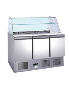 Saladette réfrigérée avec pare-haleine - 3 portes GN 1/1 - 1