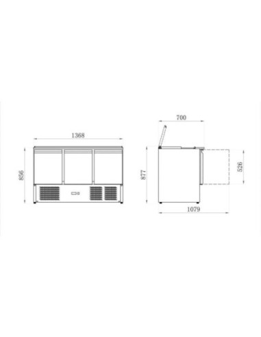 Saladette réfrigérée à capot télescopique - 3 portes GN 1/1 - 2