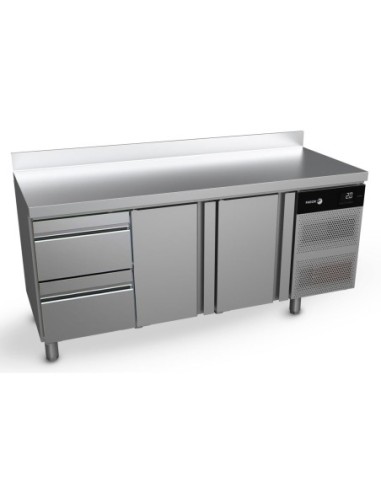Table réfrigérée positive adossée 2 portes 2 tiroirs - 403 L | Fagor - ACP-3GHDD - 1