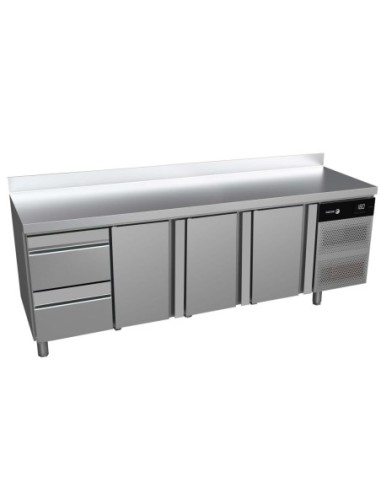 Table réfrigérée positive adossée 3 portes 2 tiroirs 549L | Fagor - ACP-4GHDDD - 1