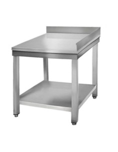 Tables de travail inox d'angle adossées avec étagère - Profondeur 600 mm - Série Confort