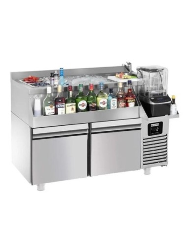 Table réfrigérante bar/boissons 2 tiroirs pleins - 1,2 x 0,6 m - 150 L - 1