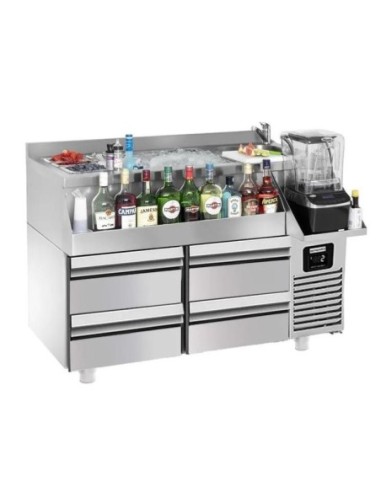 Table réfrigérante bar/boissons 4 demi-tiroirs - 1,2 x 0,6 m - 150 L - 5