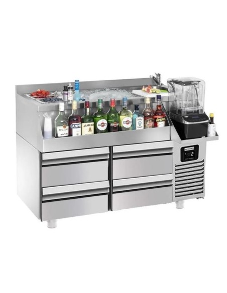 Table réfrigérante bar/boissons 4 demi-tiroirs - 1,2 x 0,6 m - 150 L - 5