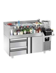 Table réfrigérante bar/boissons 1 porte et 2 demi-tiroirs - 1,2 x 0,6 m - 150 L
