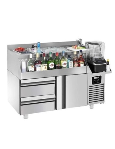 Table réfrigérante bar/boissons 1 porte et 2 demi-tiroirs - 1,2 x 0,6 m - 150 L - 1
