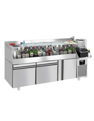 Table réfrigérante bar/boissons 2 tiroirs 1 porte - 1,6 x 0,6 m - 235 litres - 1