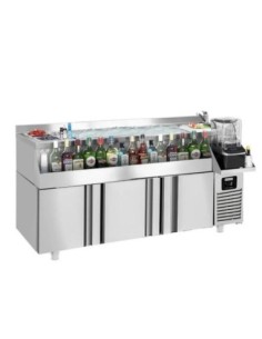 Table réfrigérante bar/boissons 1 porte 4 tiroirs - 1,6 x 0,6 m - 235 litres