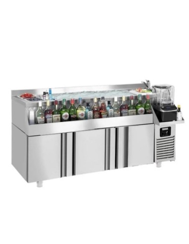Table réfrigérante bar/boissons 1 porte 4 tiroirs - 1,6 x 0,6 m - 235 litres - 1
