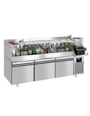 Table réfrigérante bar/boissons 3 tiroirs - 1,6 x 0,6 m - 235 litres - 1