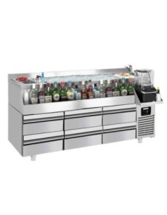 Table réfrigérante bar/boissons 6 tiroirs - 1,6 x 0,6 m - 235 litres