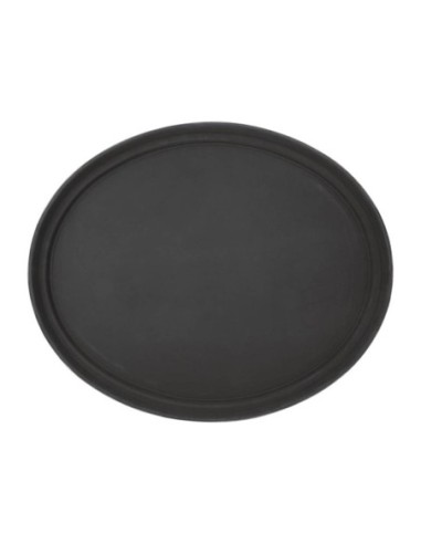 Plateau ovale antidérapant en polypropylène noir Olympia Kristallon 685mm - 1