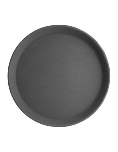Plateau antidérapant en plastique Olympia Kristallon rond noir 406mm - 1