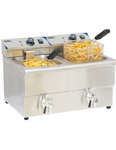 Friteuse électrique double 2 x 8 L - 6,5 kW avec vidange | Casselin - CFEV82 - 1