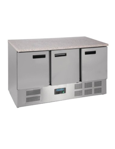 Table réfrigérée positive plan de travail en marbre Polar Série G 3 portes 368L - 1