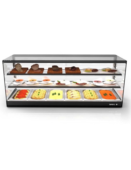 Vitrine chauffante bain marie SAYL Logic triple avec 2 étagères - 1