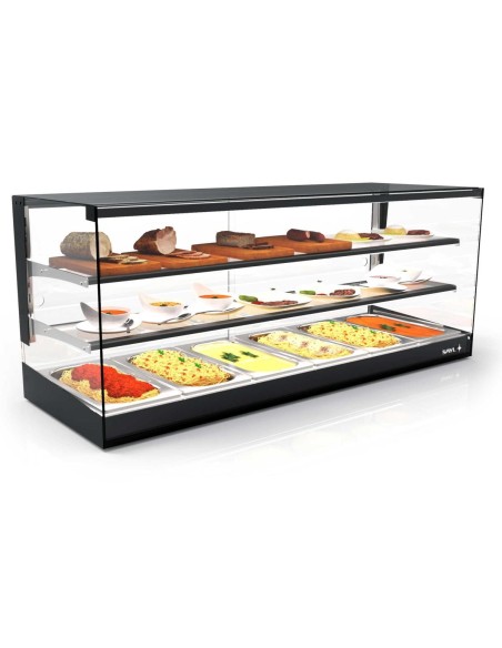 Vitrine chauffante bain marie SAYL Logic triple avec 2 étagères - 2