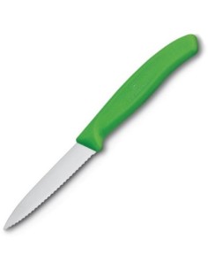 Couteau d'office lame dentée bout pointu Victorinox vert 80mm