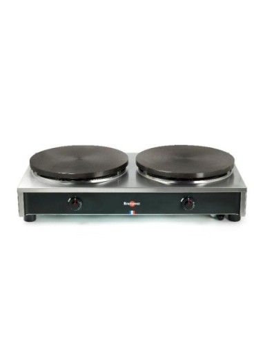 Crêpière à gaz double sur châssis carré 2x5,5 kw série confort CTCH7MA - Ø 35 cm - 1