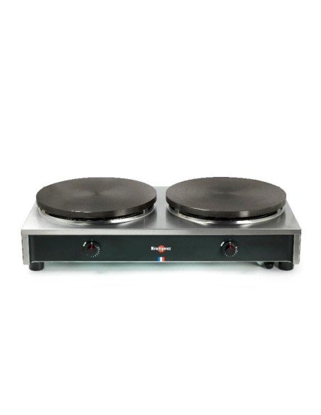 Crêpière à gaz double sur châssis carré 2x5,5 kw série confort CTCH7MA - Ø 35 cm - 1