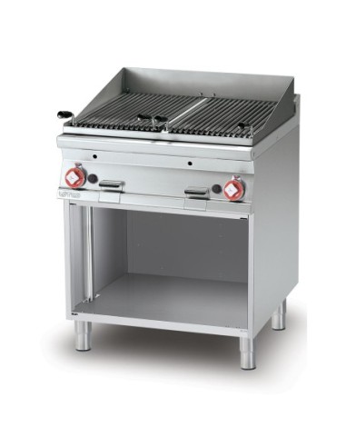 Grill pierre de lave à gaz double sur meuble - grille 35x52 - Série 700 - 1