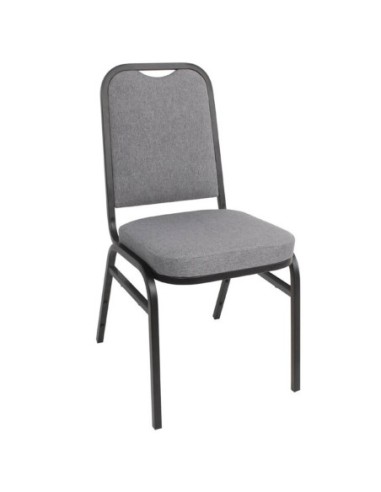 Chaise de banquet avec dossier carré et tissu gris Bolero lot de 4 - 1