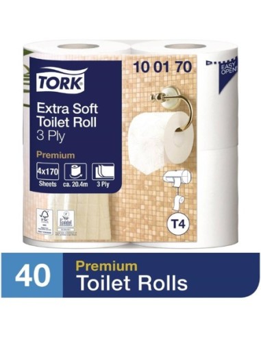 Papier toilette rouleau traditionnel extra doux Tork 3 plis - 1