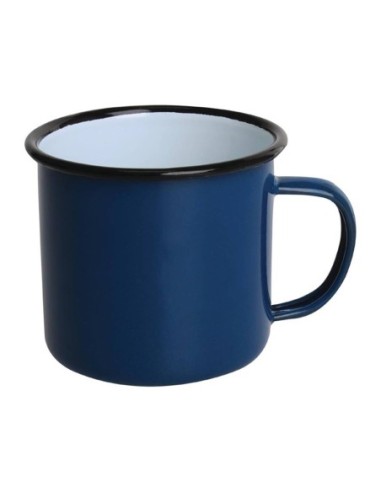 Mugs en acier émaillé bleu et noir Olympia 350ml - 1