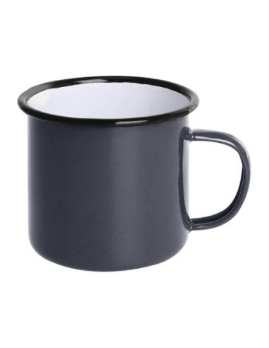 Mugs en acier émaillé gris et noir Olympia 350ml - 1