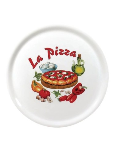 Assiettes à pizza en porcelaine 31 cm Saturnia décor La pizza - lot de 6 - 1