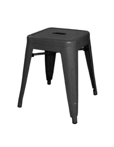 Tabourets bas en acier noirs Bolero Bistro (lot de 4) - 1
