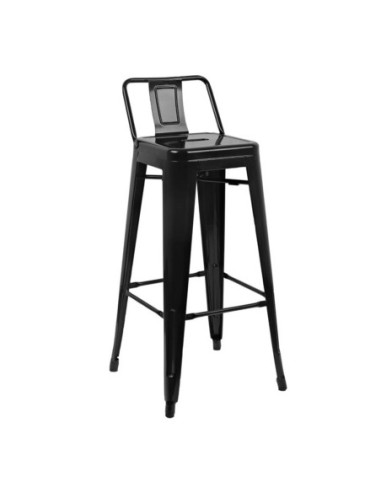 Tabourets hauts en acier noir avec dossier Bolero Bistro (lot de 4) - 1