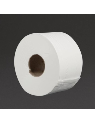 Rouleaux de papier toilette 2 plis mini Jumbo Jantex 150m (lot de 12) - 1
