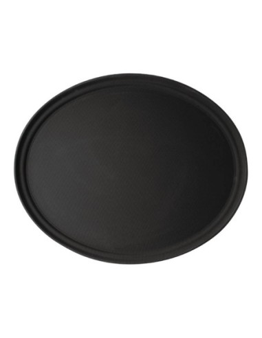 Plateau de service ovale fibre de verre antidérapant Camtread Cambro noir 60 cm - 1