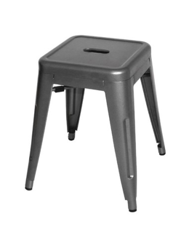 Tabourets bas en acier gris métal Bolero Bistro (lot de 4) - 1
