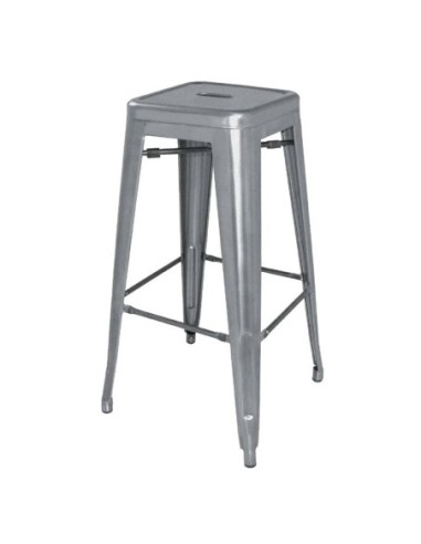 Tabourets hauts en acier galvanisé Bolero Bistro gris métalisé (lot de 4) - 1