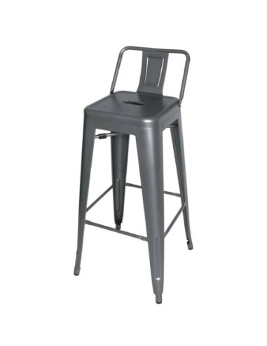 Tabourets hauts en acier gris métal avec dossier Bolero Bistro (lot de 4) - 1