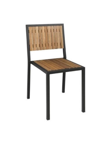 Chaises en acier et acacia Bolero (lot de 4) - 1
