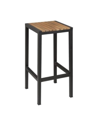 Tabourets de bar en acier et acacia Bolero (lot de 2) - 1
