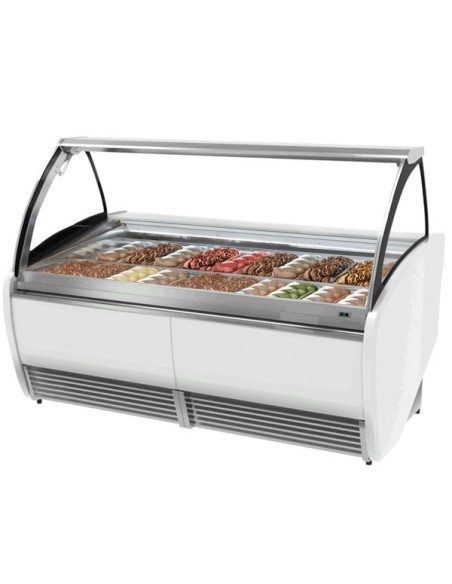 Vitrine de présentation glacier 1.9 m - 20 bacs - 1