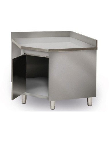 Meuble d'angle inox bas adossé P 700 mm - 1